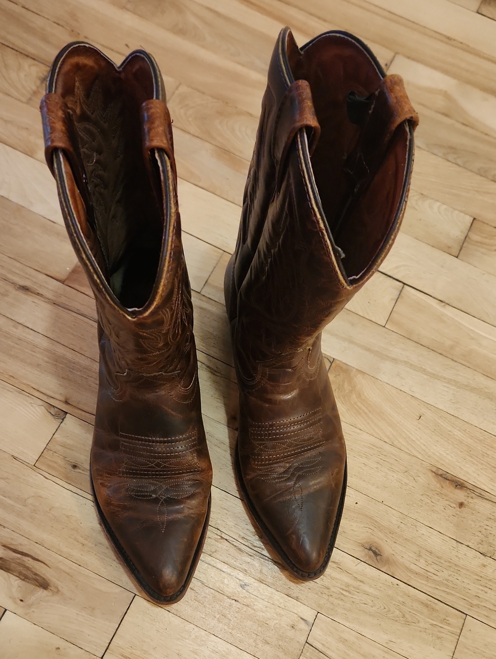 Double H Brown Leather Cowboy Boots